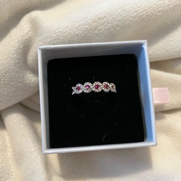 S925 SIMULATED OVAL RUBY & CRYSTAL RING | SIZE 8 - Picture 10 of 14